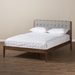 Baxton Studio Clifford Mid-Century Light Grey Fabric and Medium Brown Finish Wood Full Size Platform Bed - SW8065-Light Grey/Walnut-M7-Full