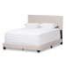 Baxton Studio Hampton Modern and Contemporary Light Beige Fabric Upholstered Queen Size Bed