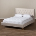 Baxton Studio Adelaide Retro Modern Light Beige Fabric Upholstered Queen Size Platform Bed - CF8862-Light Beige-Queen