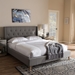 Baxton Studio Adelaide Retro Modern Light Grey Fabric Upholstered Queen Size Platform Bed - CF8862-Light Grey-Queen