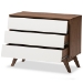 Baxton Studio Hildon Mid-Century Modern White and Walnut Wood 3-Drawer Storage Chest - Hildon 3DW-Walnut/White-Chest