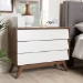 Baxton Studio Hildon Mid-Century Modern White and Walnut Wood 3-Drawer Storage Chest - Hildon 3DW-Walnut/White-Chest