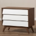 Baxton Studio Hildon Mid-Century Modern White and Walnut Wood 3-Drawer Storage Chest - Hildon 3DW-Walnut/White-Chest
