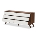 Baxton Studio Hildon Mid-Century Modern White and Walnut Wood 6-Drawer Storage Dresser - Hildon 6DW-Walnut/White-Chest