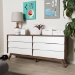 Baxton Studio Hildon Mid-Century Modern White and Walnut Wood 6-Drawer Storage Dresser - Hildon 6DW-Walnut/White-Chest