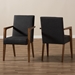 Baxton Studio Andrea Mid-Century Modern Dark Grey Upholstered Wooden 2-Piece Lounge Set - BBT5267-Dark Grey-Chair