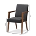 Baxton Studio Andrea Mid-Century Modern Dark Grey Upholstered Wooden 2-Piece Lounge Set - BBT5267-Dark Grey-Chair