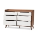 Baxton Studio Brighton Mid-Century Modern White and Walnut Wood 6-Drawer Storage Dresser - Brighton-Walnut/White-6DW-Chest