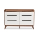 Baxton Studio Brighton Mid-Century Modern White and Walnut Wood 6-Drawer Storage Dresser - Brighton-Walnut/White-6DW-Chest