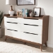 Baxton Studio Brighton Mid-Century Modern White and Walnut Wood 6-Drawer Storage Dresser - Brighton-Walnut/White-6DW-Chest