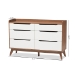 Baxton Studio Brighton Mid-Century Modern White and Walnut Wood 6-Drawer Storage Dresser - Brighton-Walnut/White-6DW-Chest