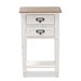 Baxton Studio Dauphine Provincial Style Weathered Oak and White Wash Distressed Finish Wood Nightstand - CHR20VM/M B-C