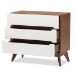 Baxton Studio Calypso Mid-Century Modern White and Walnut Wood 3-Drawer Storage Chest - Calypso-Walnut/White-3DW-Chest