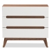Baxton Studio Calypso Mid-Century Modern White and Walnut Wood 3-Drawer Storage Chest - Calypso-Walnut/White-3DW-Chest