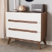 Baxton Studio Calypso Mid-Century Modern White and Walnut Wood 3-Drawer Storage Chest - Calypso-Walnut/White-3DW-Chest