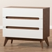 Baxton Studio Calypso Mid-Century Modern White and Walnut Wood 3-Drawer Storage Chest - Calypso-Walnut/White-3DW-Chest