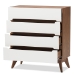Baxton Studio Calypso Mid-Century Modern White and Walnut Wood 4-Drawer Storage Chest - Calypso-Walnut/White-4DW-Chest