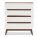 Baxton Studio Calypso Mid-Century Modern White and Walnut Wood 4-Drawer Storage Chest - Calypso-Walnut/White-4DW-Chest