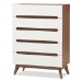 Baxton Studio Calypso Mid-Century Modern White and Walnut Wood 5-Drawer Storage Chest