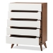 Baxton Studio Calypso Mid-Century Modern White and Walnut Wood 5-Drawer Storage Chest - Calypso-Walnut/White-5DW-Chest