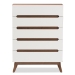 Baxton Studio Calypso Mid-Century Modern White and Walnut Wood 5-Drawer Storage Chest - Calypso-Walnut/White-5DW-Chest