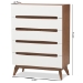 Baxton Studio Calypso Mid-Century Modern White and Walnut Wood 5-Drawer Storage Chest - Calypso-Walnut/White-5DW-Chest