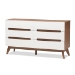 Baxton Studio Calypso Mid-Century Modern White and Walnut Wood 6-Drawer Storage Dresser