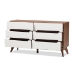 Baxton Studio Calypso Mid-Century Modern White and Walnut Wood 6-Drawer Storage Dresser - Calypso-Walnut/White-6DW-Chest