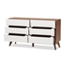 Baxton Studio Calypso Mid-Century Modern White and Walnut Wood 6-Drawer Storage Dresser - Calypso-Walnut/White-6DW-Chest