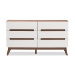 Baxton Studio Calypso Mid-Century Modern White and Walnut Wood 6-Drawer Storage Dresser - Calypso-Walnut/White-6DW-Chest