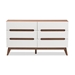 Baxton Studio Calypso Mid-Century Modern White and Walnut Wood 6-Drawer Storage Dresser - Calypso-Walnut/White-6DW-Chest