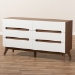 Baxton Studio Calypso Mid-Century Modern White and Walnut Wood 6-Drawer Storage Dresser - Calypso-Walnut/White-6DW-Chest