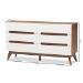 Baxton Studio Calypso Mid-Century Modern White and Walnut Wood 6-Drawer Storage Dresser - Calypso-Walnut/White-6DW-Chest