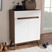 Baxton Studio Calypso Mid-Century Modern White and Walnut Wood Storage Shoe Cabinet - Calypso-Walnut/White-Shoe-Cabinet