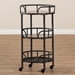 Baxton Studio Bristol Rustic Industrial Style Metal and Wood Mobile Serving Cart - YLX-9052