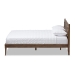 Baxton Studio Elmdon Mid-Century Modern Solid Walnut Wood Slatted Headboard Style King Size Platform Bed - SW8066-Walnut-M17-King