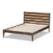 Baxton Studio Elmdon Mid-Century Modern Solid Walnut Wood Slatted Headboard Style King Size Platform Bed - SW8066-Walnut-M17-King