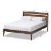 Baxton Studio Elmdon Mid-Century Modern Solid Walnut Wood Slatted Headboard Style King Size Platform Bed - SW8066-Walnut-M17-King