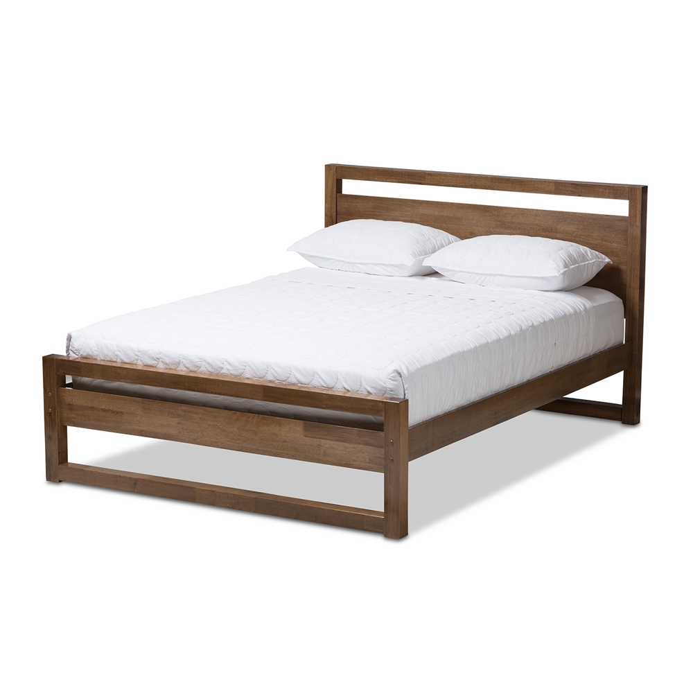 Whole Bedroom Furniture, Modern Mid Century Natural Color Walnut King Size Platform Bed