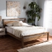Baxton Studio Torino Mid-Century Modern Solid Walnut Wood Open Frame Style King Size Platform Bed - SW8068-Walnut-M17-King
