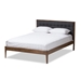 Baxton Studio Jupiter Mid-Century Modern Grey Fabric Upholstered Button-Tufted Full Size Platform Bed