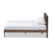 Baxton Studio Jupiter Mid-Century Modern Grey Fabric Upholstered Button-Tufted Full Size Platform Bed - SW8085-Walnut-M17-Full