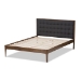 Baxton Studio Jupiter Mid-Century Modern Grey Fabric Upholstered Button-Tufted King Size Platform Bed - SW8085-Walnut-M17-King