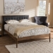 Baxton Studio Jupiter Mid-Century Modern Grey Fabric Upholstered Button-Tufted King Size Platform Bed - SW8085-Walnut-M17-King