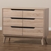 Baxton Studio Fella Mid-Century Modern Two-Tone Oak and Grey Wood 6-Drawer Dresser - FLDT00805-Hana Oak/Dark Grey-Dresser