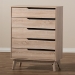 Baxton Studio Fella Mid-Century Modern Two-Tone Oak and Grey Wood 5-Drawer Chest - FLCOD00806-Hana Oak/Dark Grey-5DW-Chest