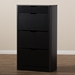 Baxton Studio Cayla Modern and Contemporary Black Wood Shoe Cabinet - SESC214-Black-Shoe Cabinet