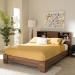 Baxton Studio Vanda Modern and Contemporary Two-Tone Walnut and Black Wood Queen Size Platform Bed - VDQB001291-Walnut/Black-Queen