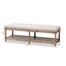 Baxton Studio Celeste French Country Weathered Oak Beige Linen Upholstered Ottoman Bench - TSF-9336-Beige-Bench
