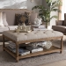 Baxton Studio Carlotta French Country Weathered Oak Beige Linen Rectangular Coffee Table Ottoman - TSF-9325-Beige-Otto